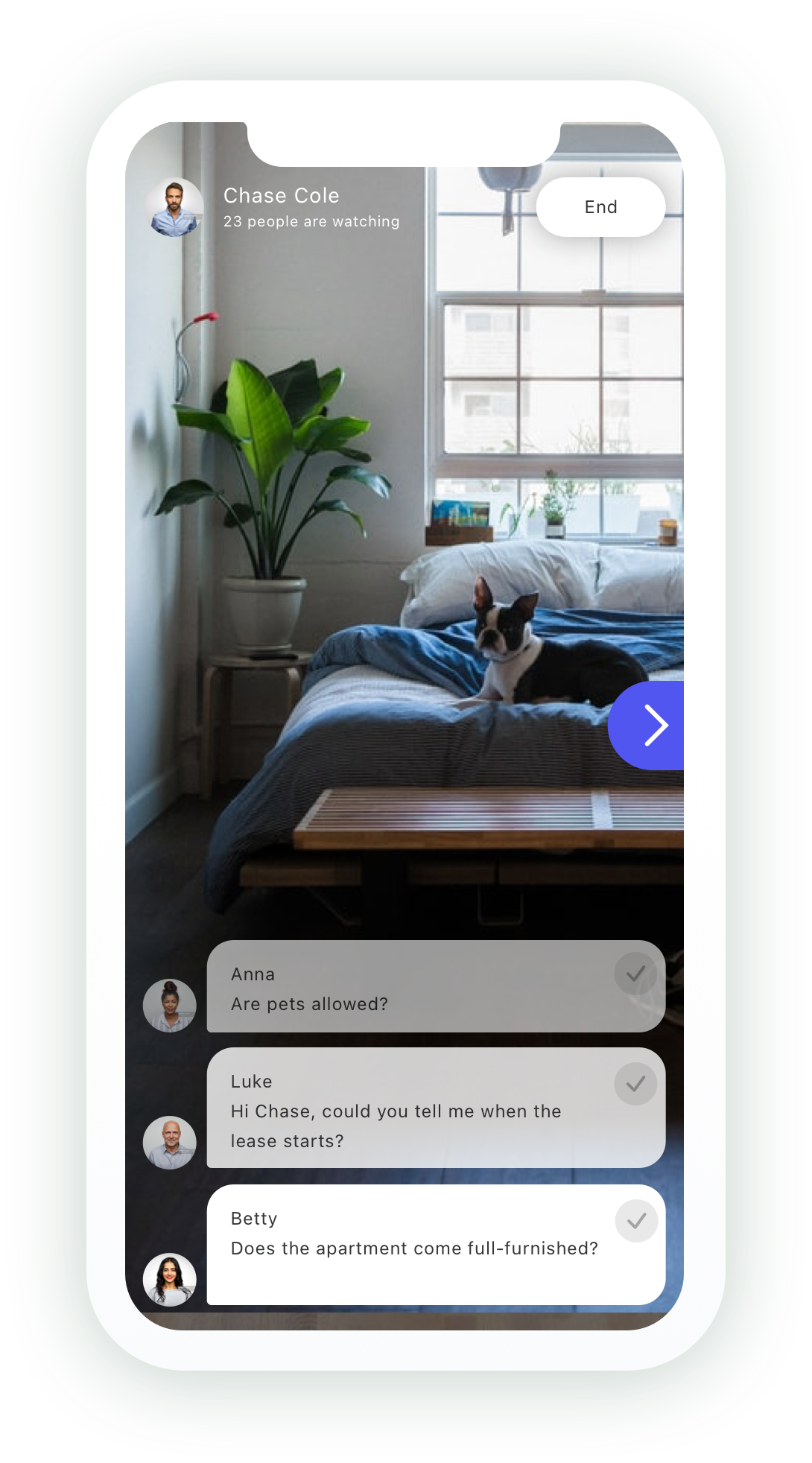 Live viewing with real-time chat